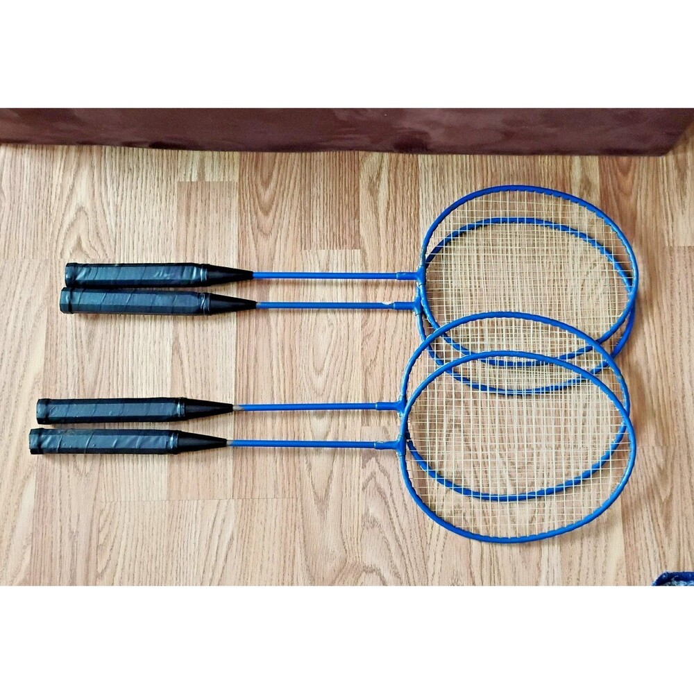 Badminton Rackets Blue Set (Lot Of 4) Vintage Used [FL]